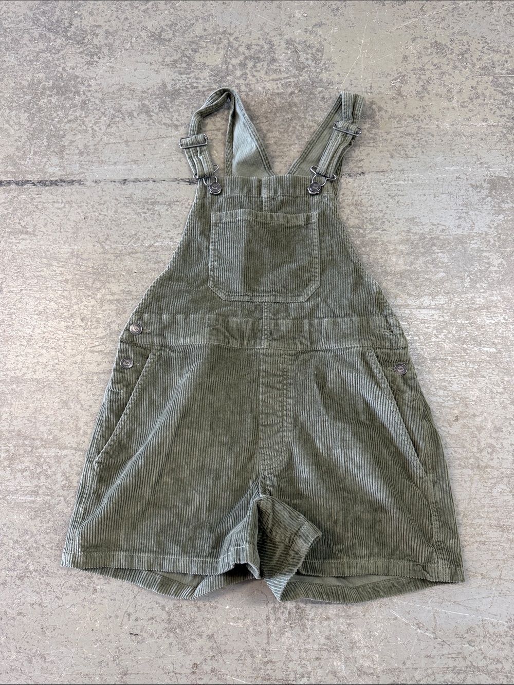 Hollister Corduroy Olive Green High-Rise Short Overalls